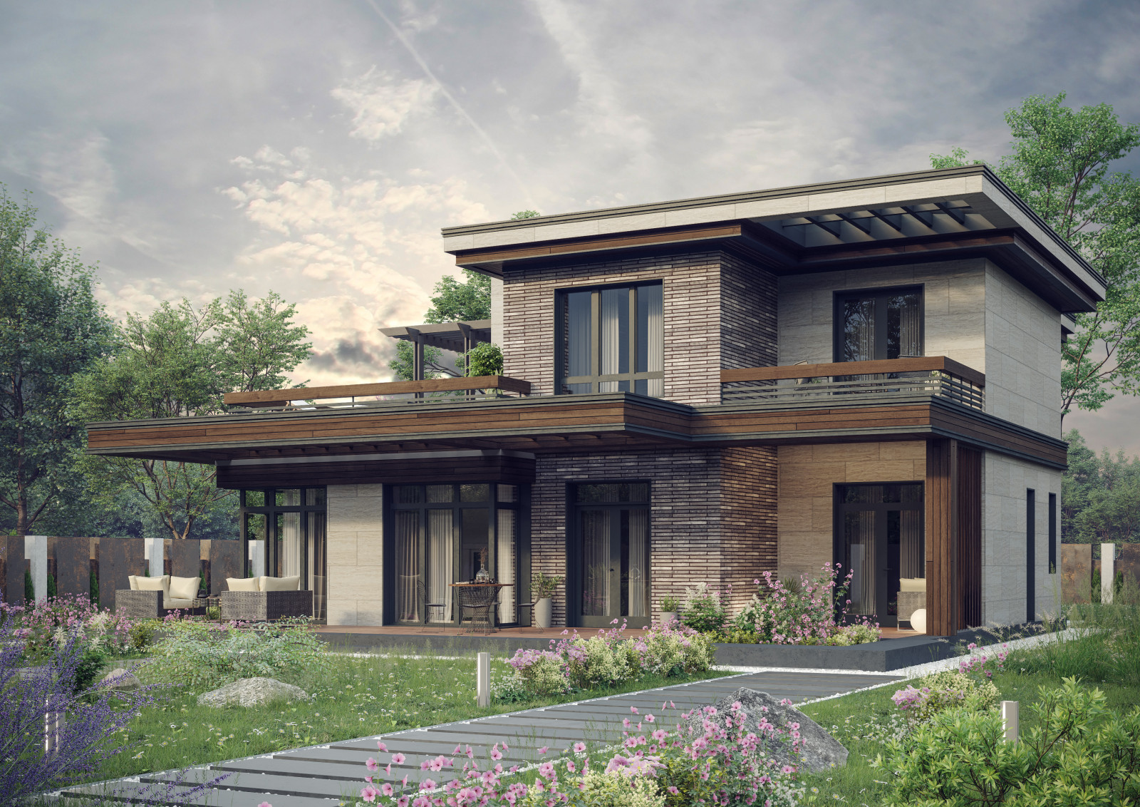 Современный дом с гаражом