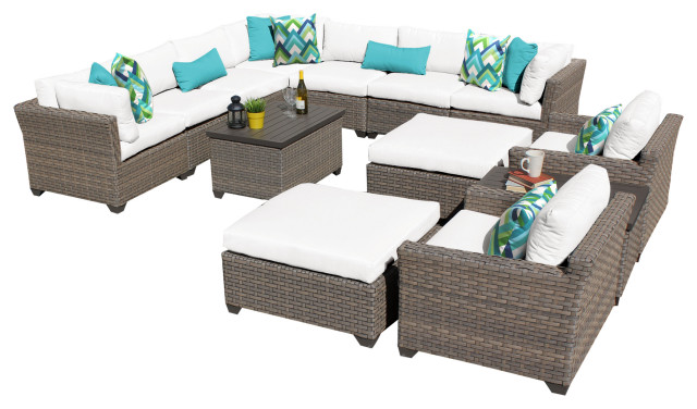 Monterey 13 Piece Outdoor Wicker Patio Furniture Set 13a, White