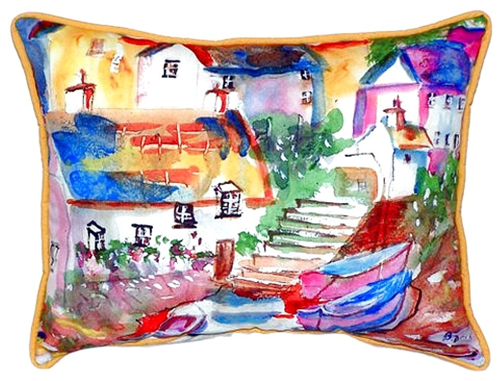 Boats At Steps Extra Large Zippered Pillow, 20"x24"