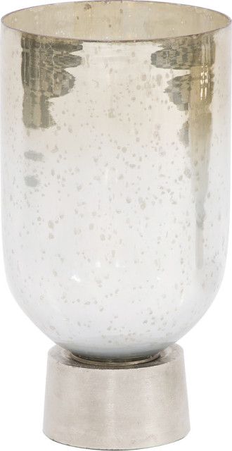 Round Grotto Glass Footed Vase - Silver, Small