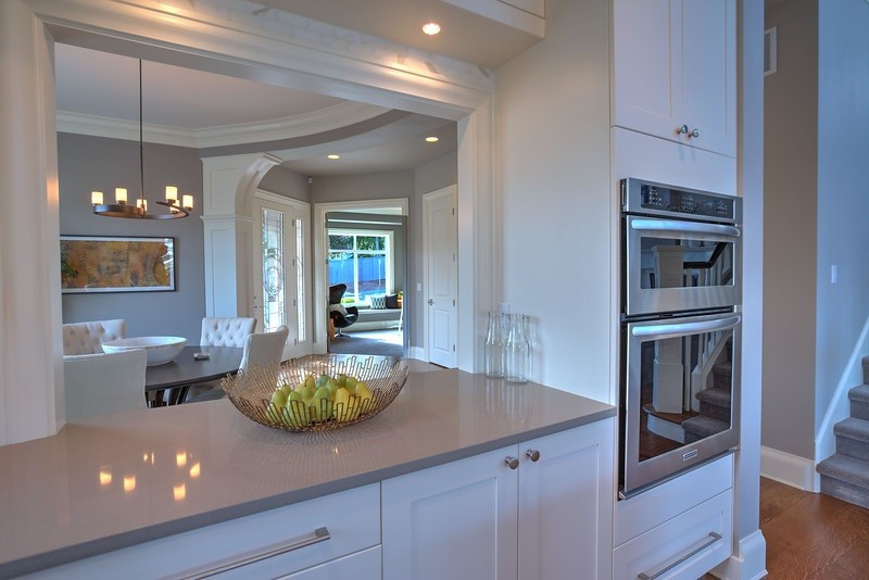 Example of a transitional kitchen design in Seattle