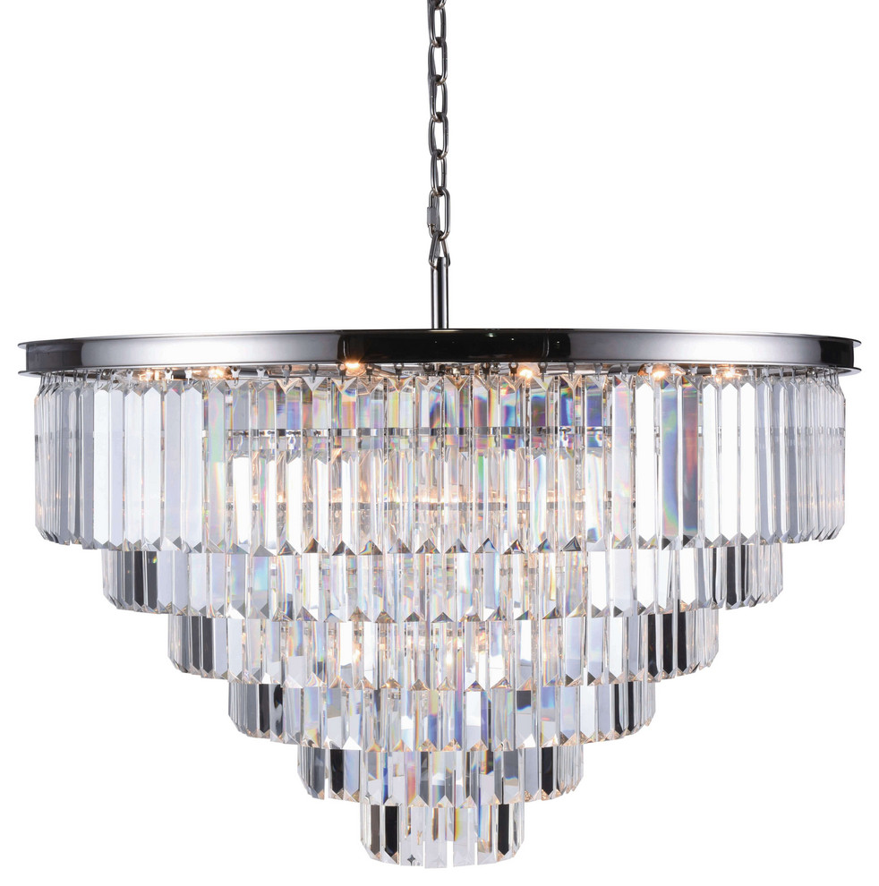 33Light Polished nickel Chandelier Clear Crystal Traditional