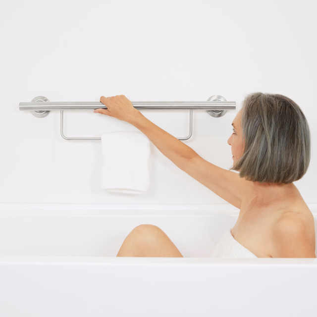 Newport Shower Grab Bar with Towel Bar, 30 - Modern - Grab Bars - by ...