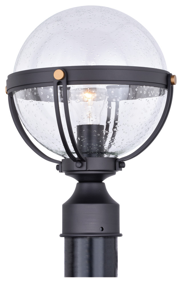 Lorient 1L Bronze Outdoor Globe Post Light Clear Glass Transitional