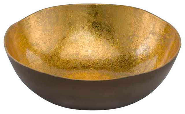 Metallic Gold Large Round Bowl Contemporary Decorative Bowls