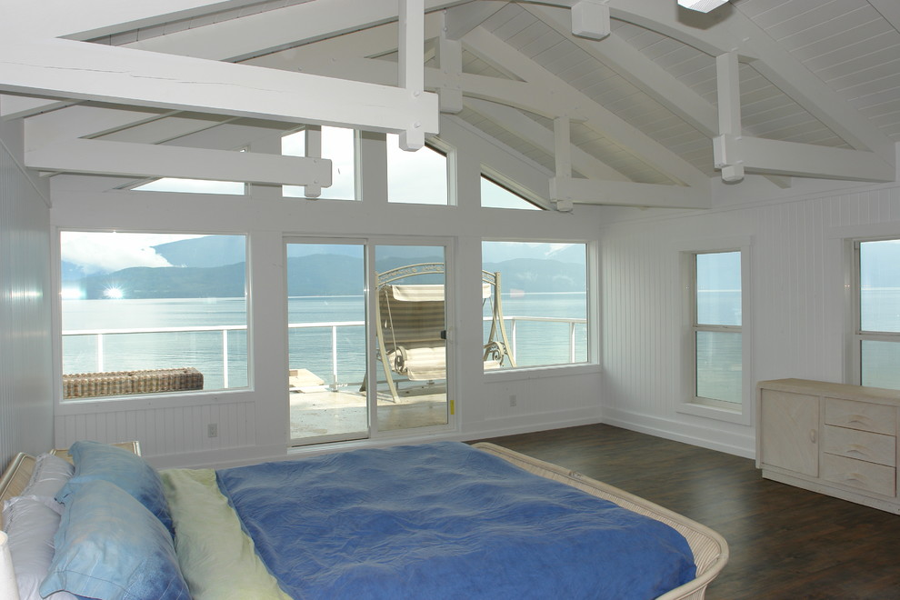 Photo of a beach style bedroom in Calgary.