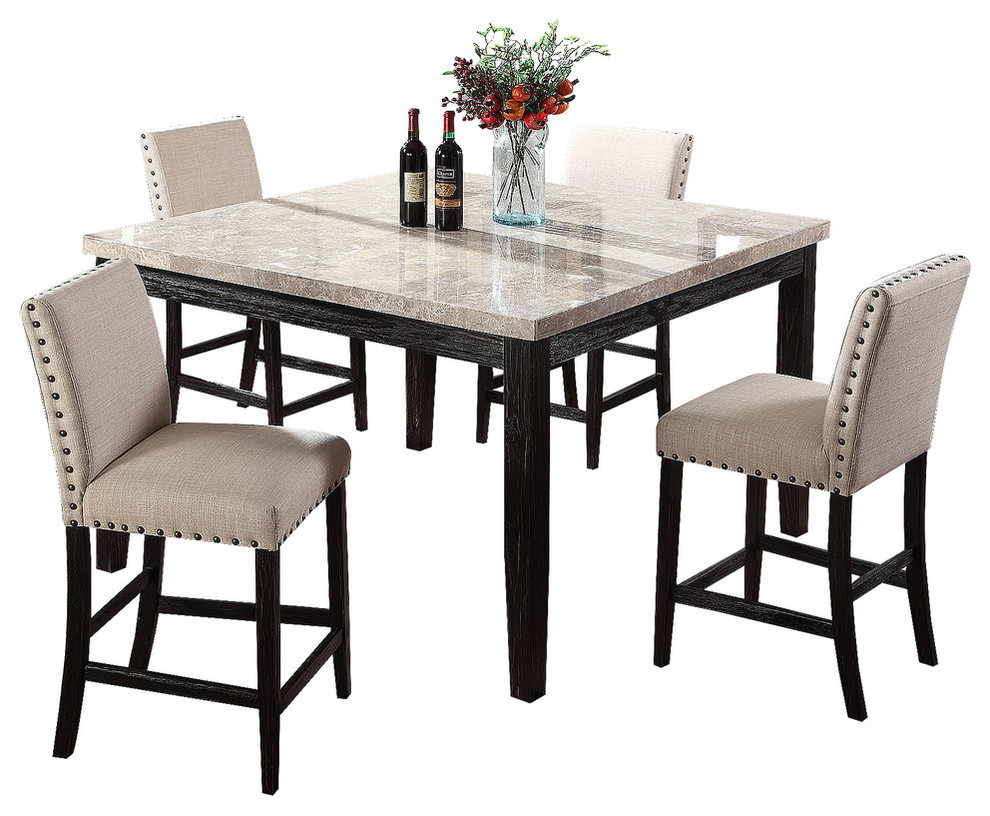 Celeste 5 Piece Faux Marble Antique, Faux Marble Dining Table And Chairs