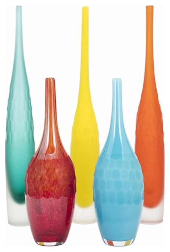 Kepla Glass Vases, 5Piece Set Contemporary Vases by Benzara