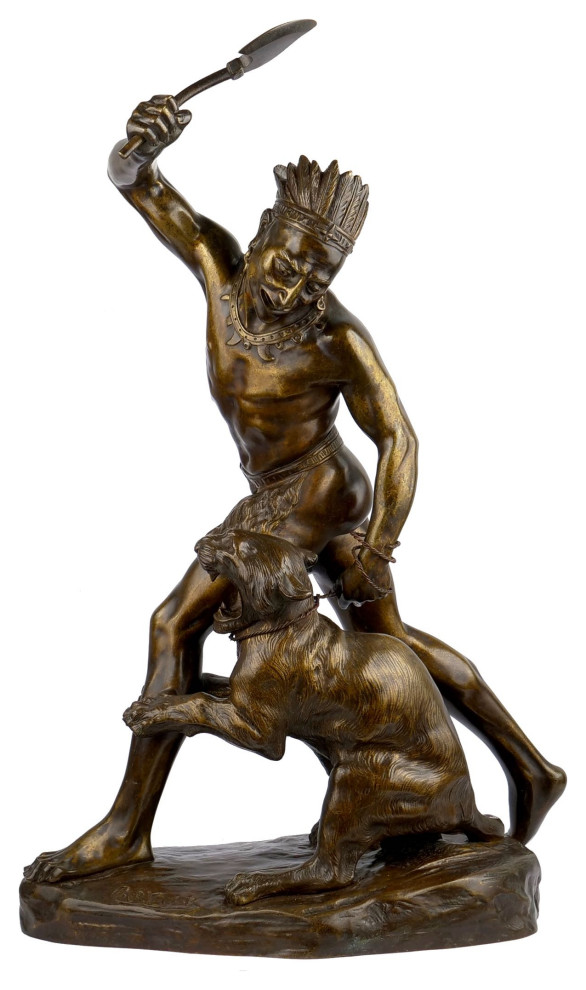 Consigned French Bronze Sculpture of Indian Warrior by Thomas Cartier