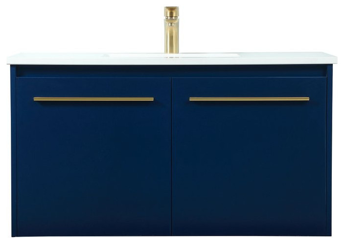 Elegant VF44536MBL 36" Single Bathroom Vanity, Blue Contemporary