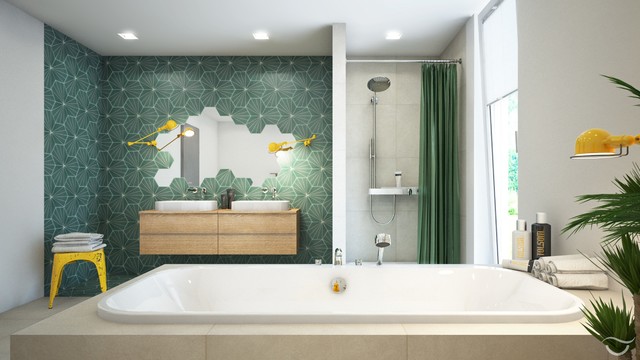 Modern Badezimmer コンテンポラリー-浴室