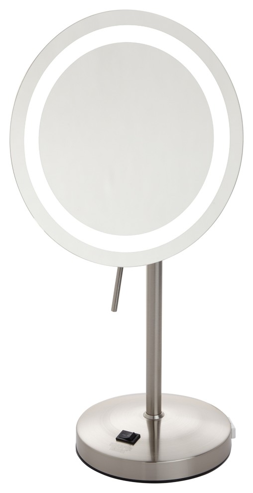 Sharper Image 8.5" Mirror with 8X Mag, Chrome Modern Makeup Mirrors
