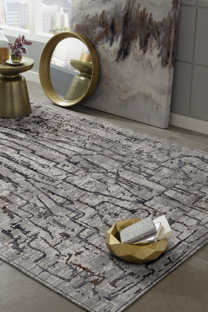 Expressions Rugs KAS Inspire 7506 Expressions Organic and Abstract Rug, Gray, 5'3