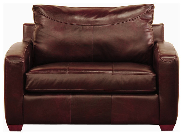 Boulder Leather Chair Sleeper Sofa in Chesterfield Merlot, Chesterfield Merlot,
