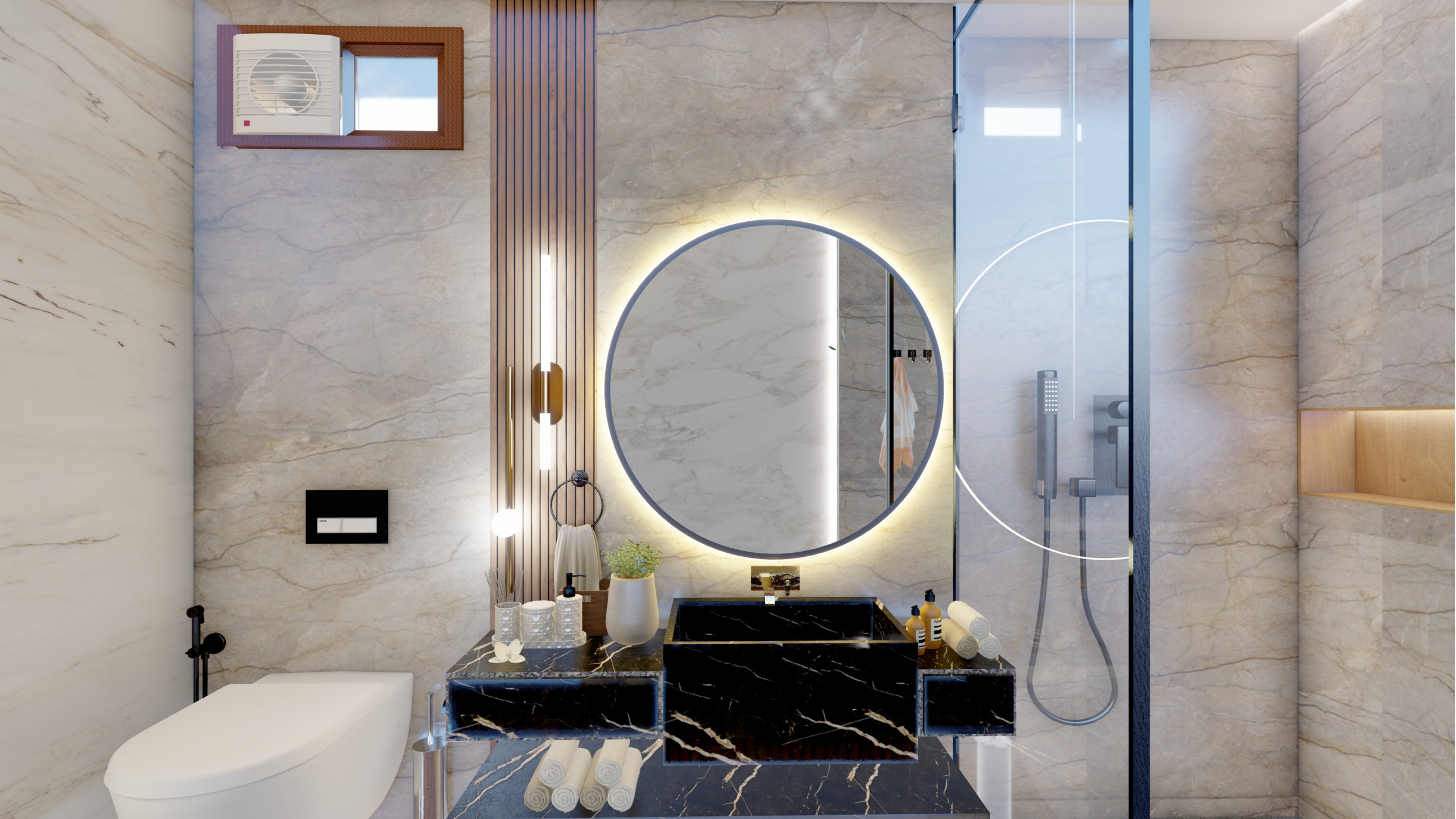 Lavish Bathroom with Marble Accents in Sevenoaks