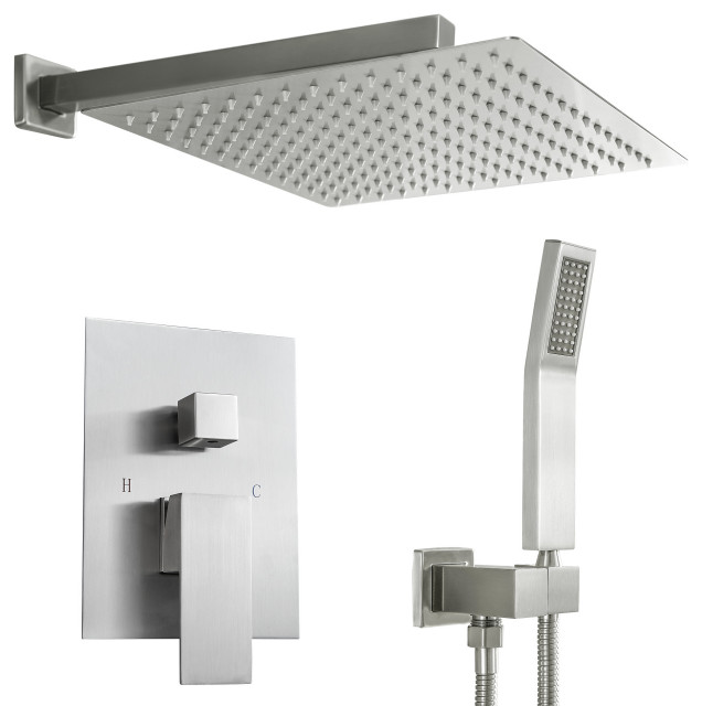 Concealed Wall Mount Shower Head With Handheld Shower and Shower Hose ...