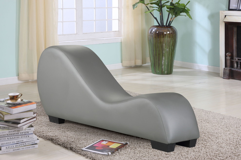 Vyunskovsky Faux Leather Yoga Chaise Contemporary Indoor Chaise Lounge Chairs by Kingway