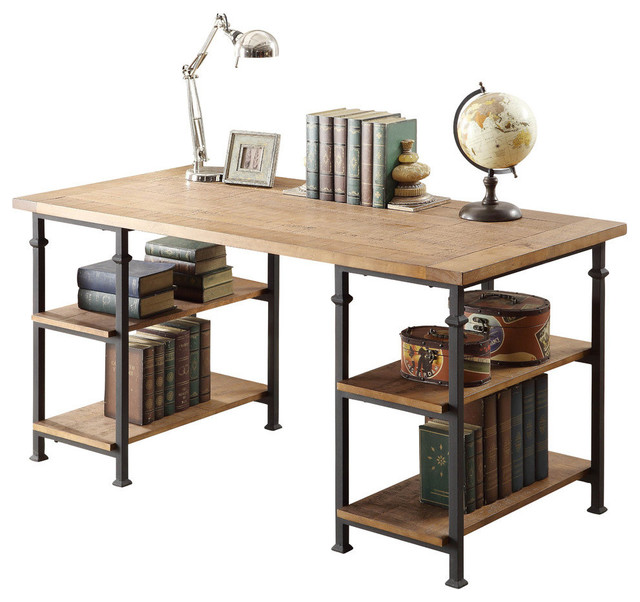 Homelegance Factory Writing Desk Rustic Oak Desks And Hutches