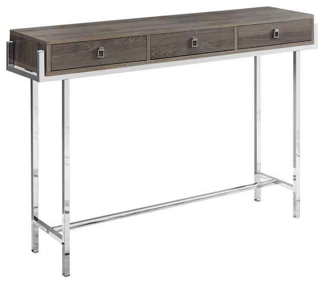 48 Accent Table Dark Taupe Chrome Metal Contemporary Console Tables By Homesquare