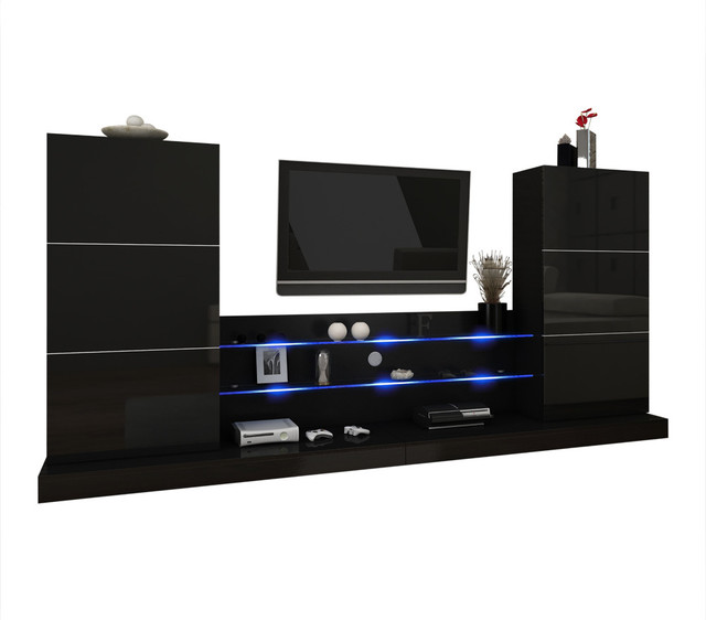 Ulm Modern Entertainment Center Wall Unit With LED Lights 70" TV