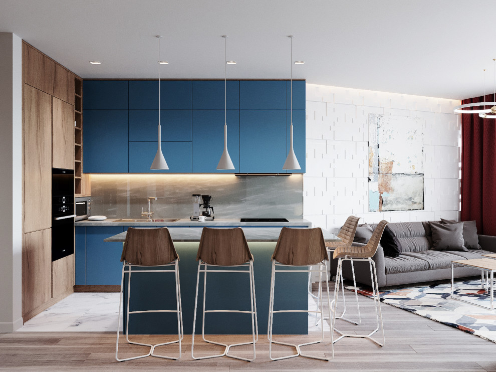 Квартира в минималистическом стиле 80 м^2 «ЖК Лазурные небеса» г.Казань