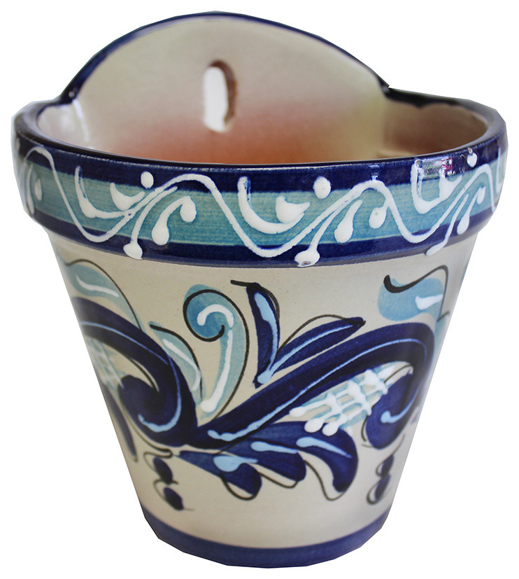 Spanish Hanging Wall Pot 7"D Mediterranean Outdoor Pots And