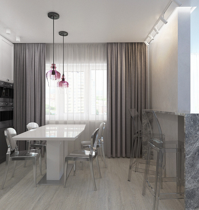 Визуализация кухни-гостиной, спальни