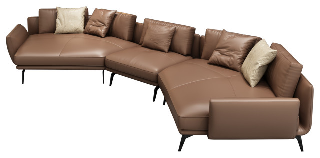3 Pieces European Furniture Venere, Modern Contemporary 3 Piece Leather Sectional Sofa