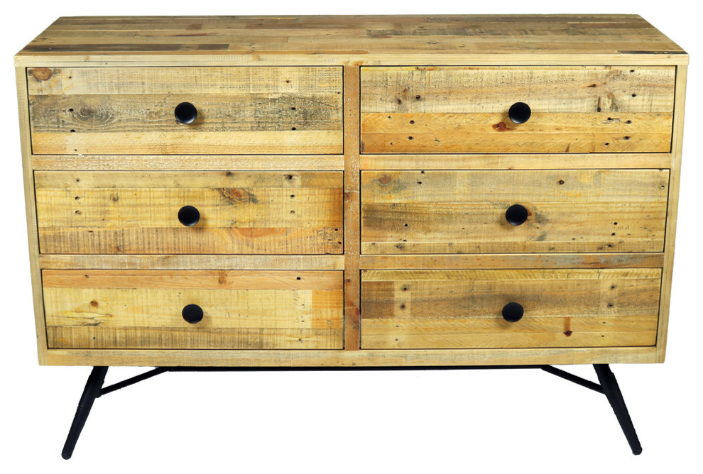 Harbor 6 Drawer Dresser With Iron Legs Industrial Dressers