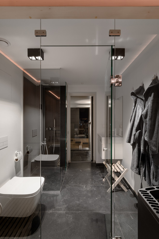 Stylish monochromatic white penthouse