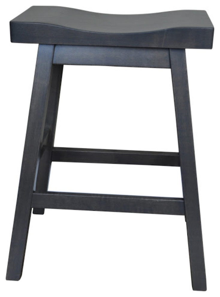 Gray Island Bar Stool, 24", Brown Maple Wood, Counter Stool