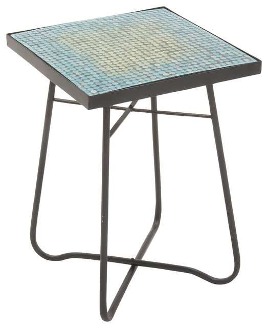 Metal Glass Square Turquoise Accent Table 16 X23 Contemporary Metal Glass Square Turquoise Accent Table 16 X23 Contemporary Side Tables And End By Gwg