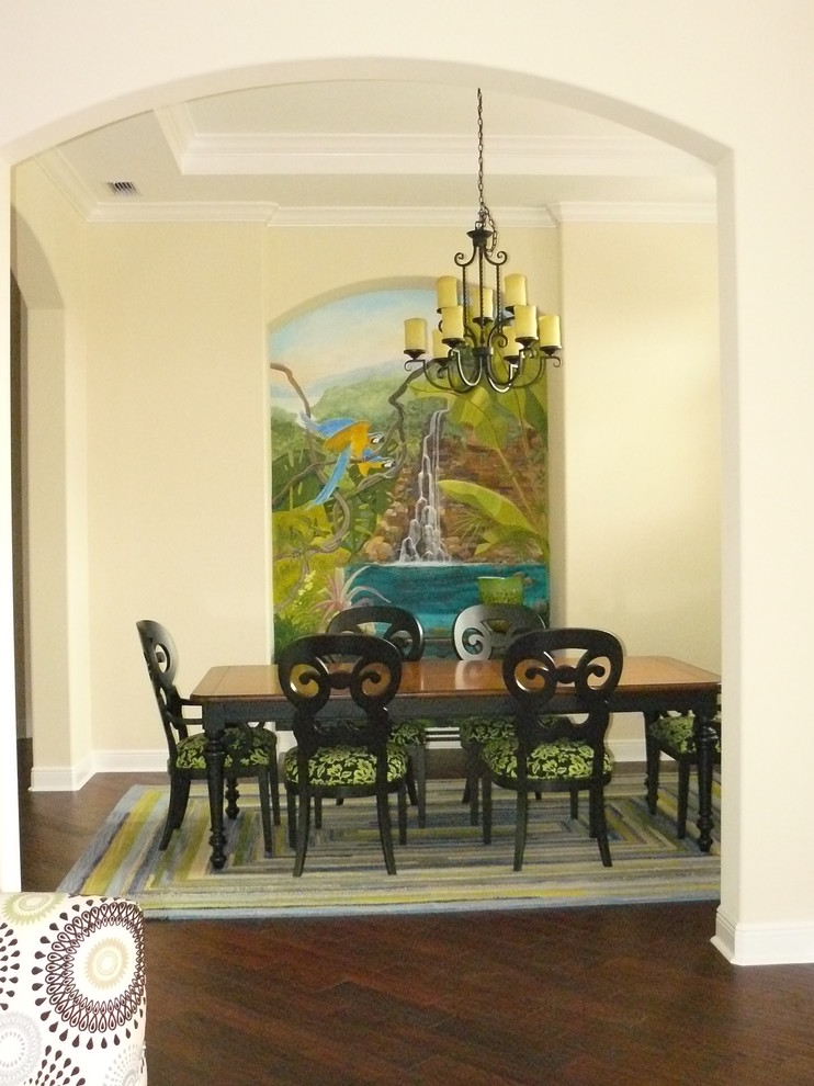 Photo of a tropical dining room in Tampa.