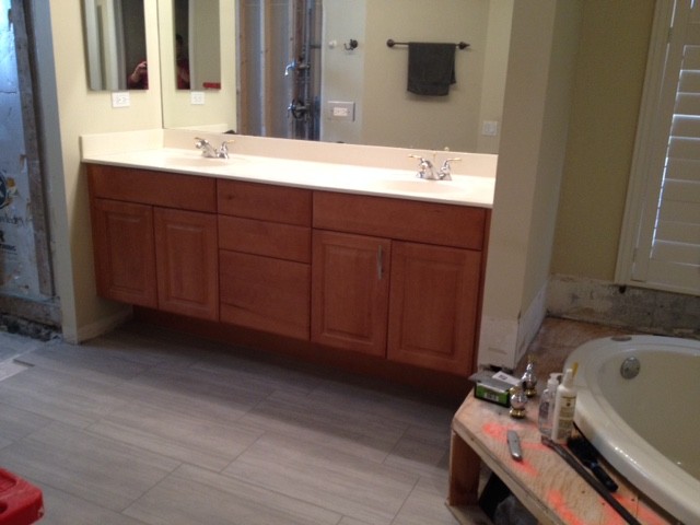 Lisa and Rick's Painted Kitchen Super White with Smoke Embers Island