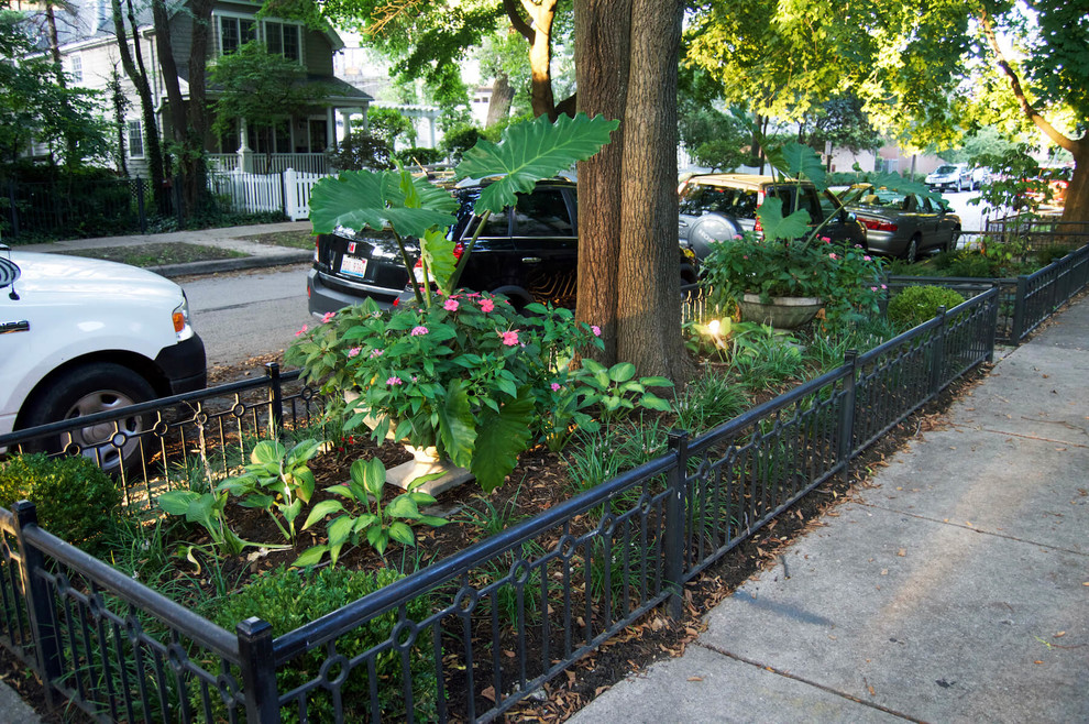 This is an example of a mid-sized transitional front yard formal garden in Chicago.
