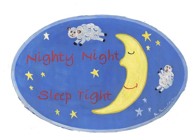 Night Night Sleep Tight Blue Oval Wall Plaque