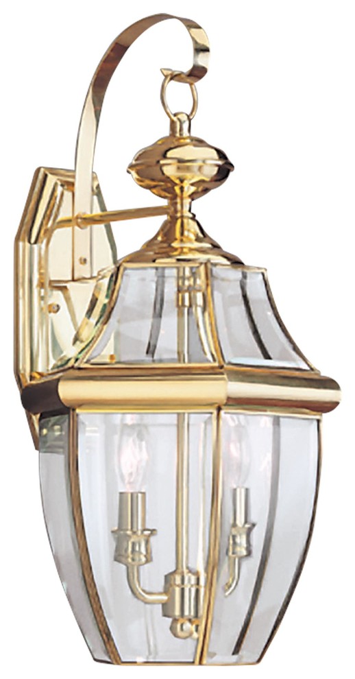 Sea Gull Lighting 2-Light Outdoor Lantern, Polished Brass