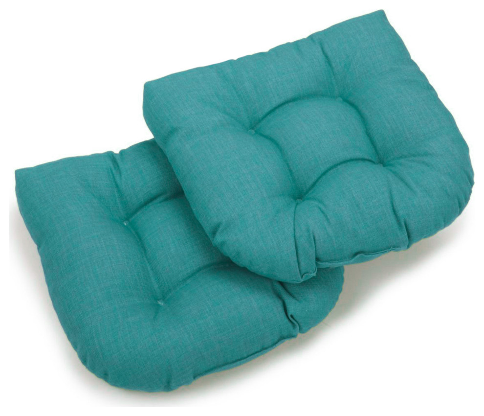 19" UShaped Solid Polyester Tufted Dining Chair Cushions, Set of 2