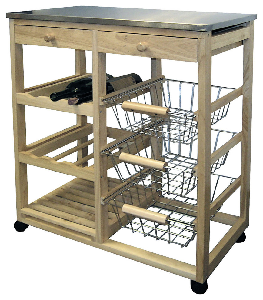 ORE International 32" Wooden Kitchen Utility Cart On Wheels With