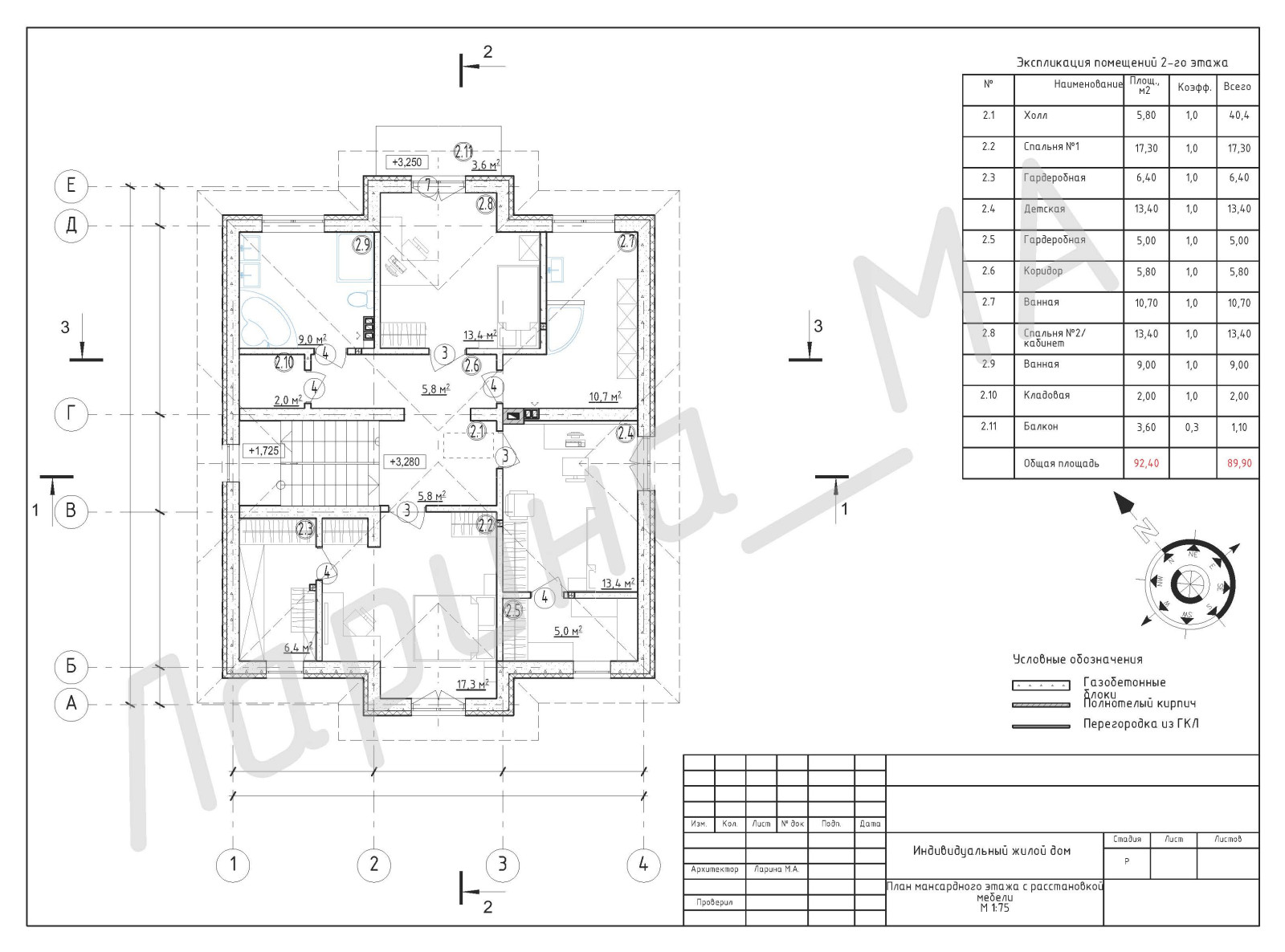 Рабочий проект АР коттеджа в Ленинградской области
