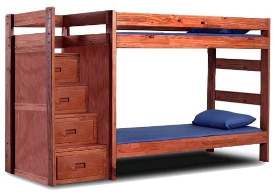 rustic bunk beds with stairs