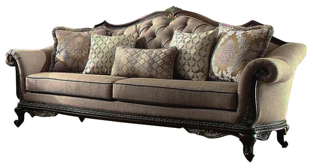 Homelegance Bonaventure Park Sofa In Brown Chenille Victorian Homelegance Bonaventure Park Sofa In Brown Chenille