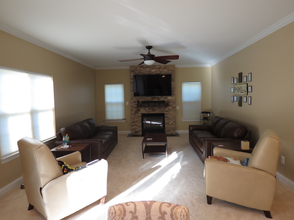 Example of a large transitional galley dark wood floor and brown floor kitchen design with a double-bowl sink, raised-panel cabinets, white cabinets, granite countertops, white backsplash, porcelain backsplash, stainless steel appliances and an island