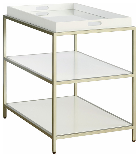 Casana Furniture Hemming Rectangular End Table With Tray, Ivory