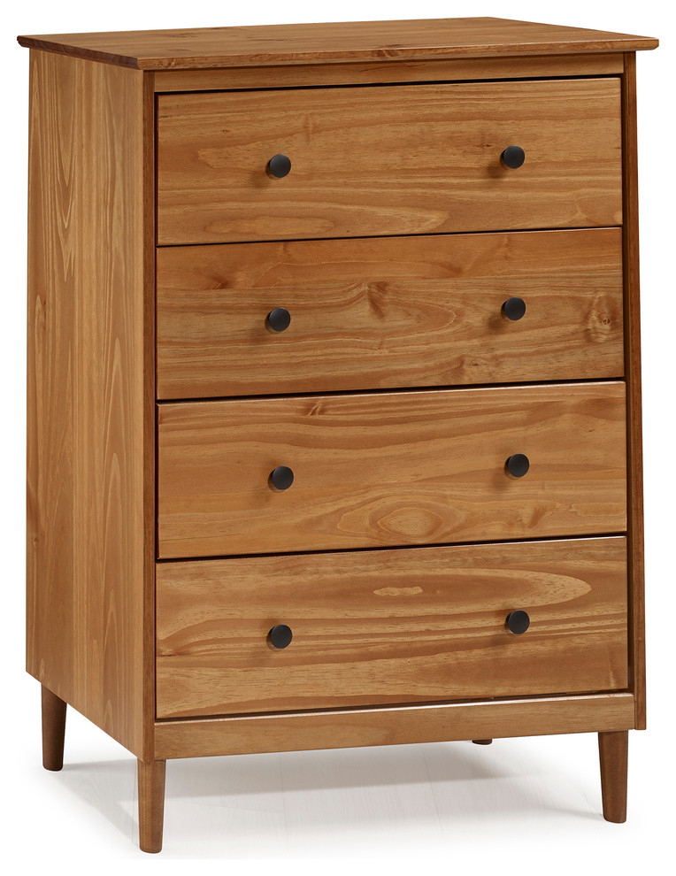 Classic Midcentury Modern 4 Drawer Solid Wood Dresser Midcentury