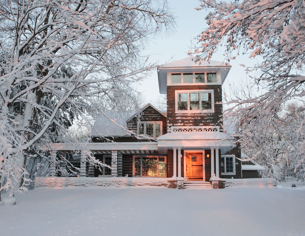 Design ideas for a traditional two-storey exterior in Minneapolis.