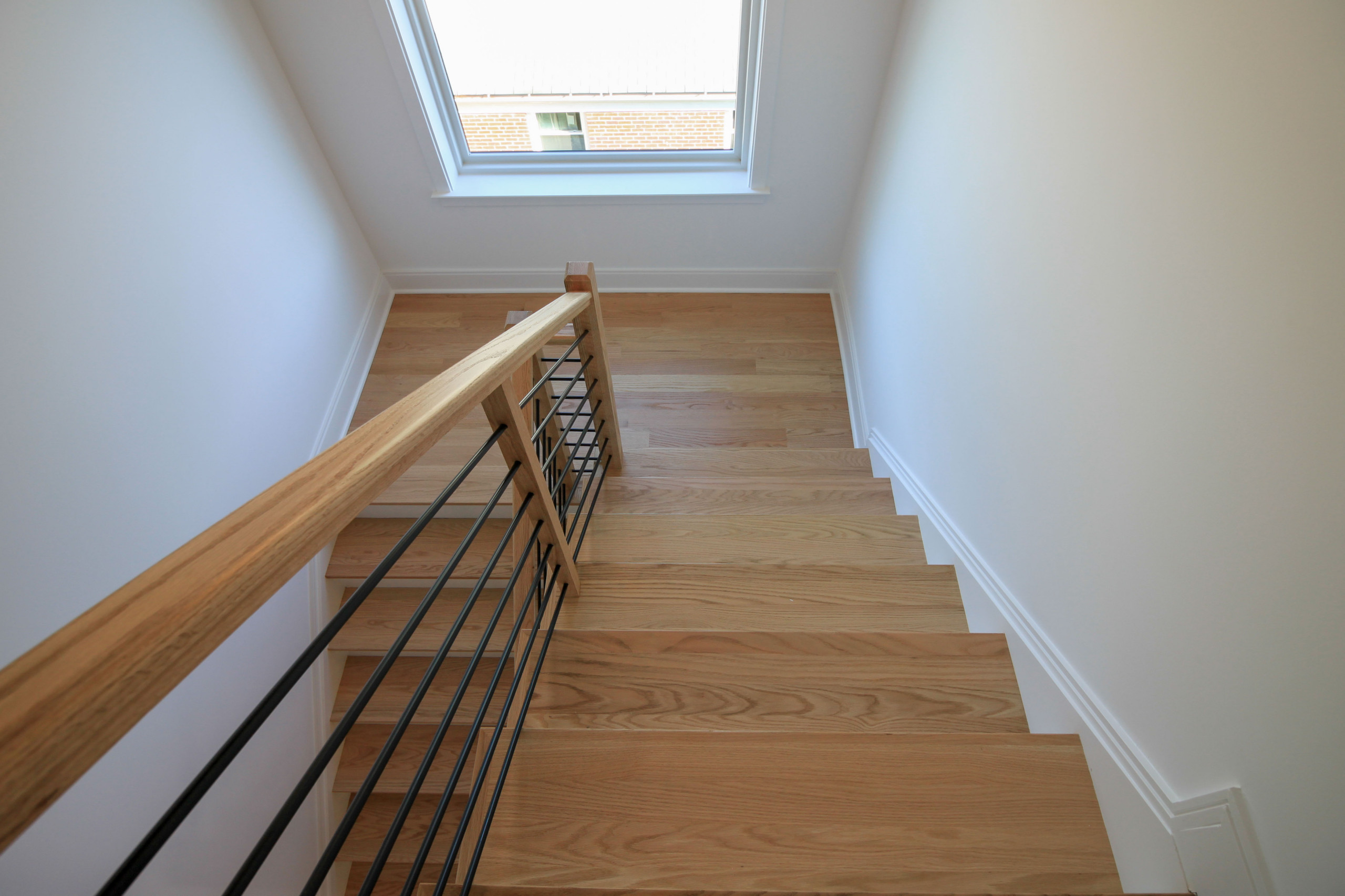 94_Neutral Color Floating Staircase with Metal Balusters, Bethesda MD 20817