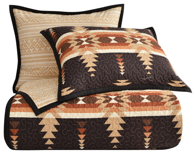 3-Piece Yosemite Western Aztec Reversible Quilt Set, King ...