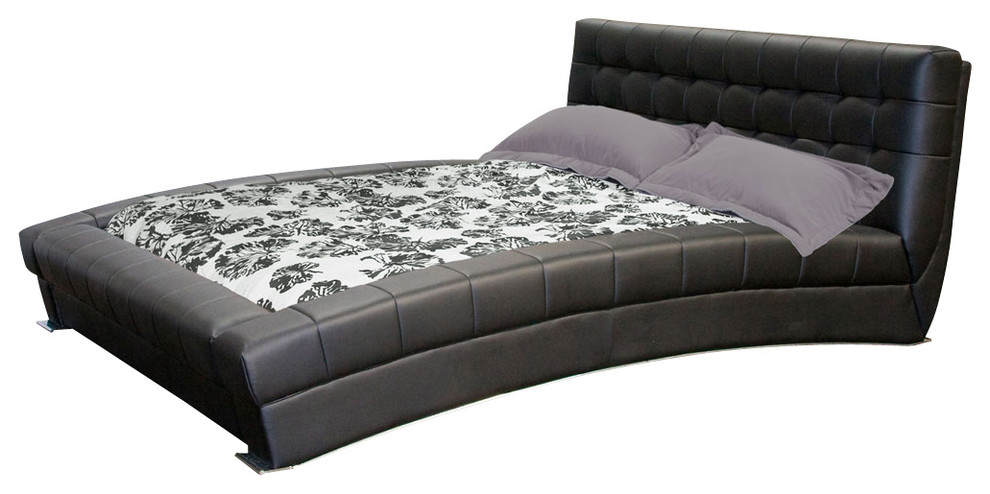 Diamond Sofa Belaire Leather Platform Bed in Black - Eastern King