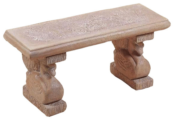 Duck Outdoor Cast Stone Garden Bench Traditional Outdoor